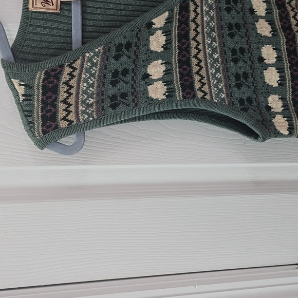 Vintage Woolrich Women's Sweater Full Zip Vest Sea Green Sheep Size Small - Picture 7 of 13
